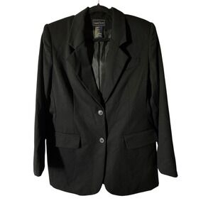 Laura Scott Blazer Womens‎ Size 14 Wool Black Two Button Jacket Work Career
